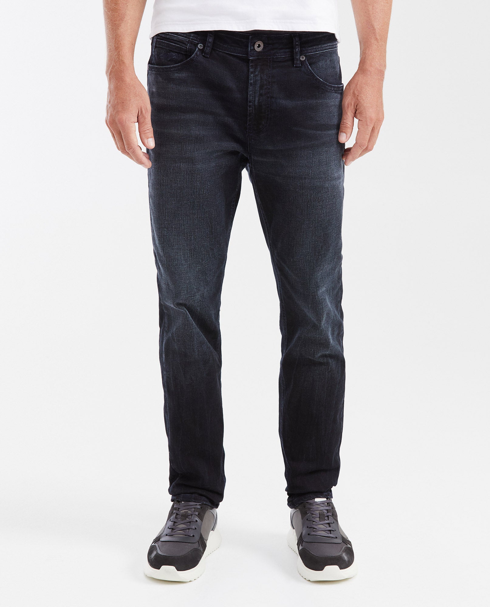 Men's Morrison Straight Fit Boot Cut Jeans in Black & Blue with Recycled Cotton 332G006 - 1