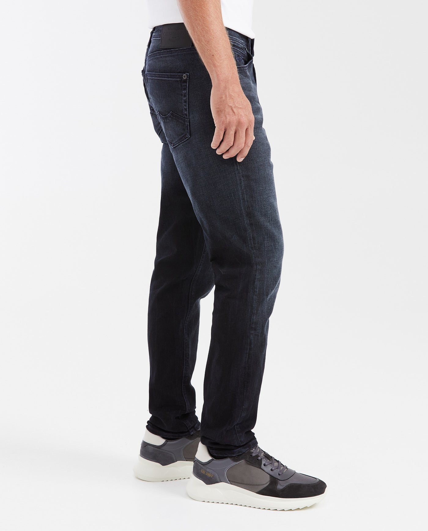Men's Morrison Straight Fit Boot Cut Jeans in Black & Blue with Recycled Cotton 332G006 - 4