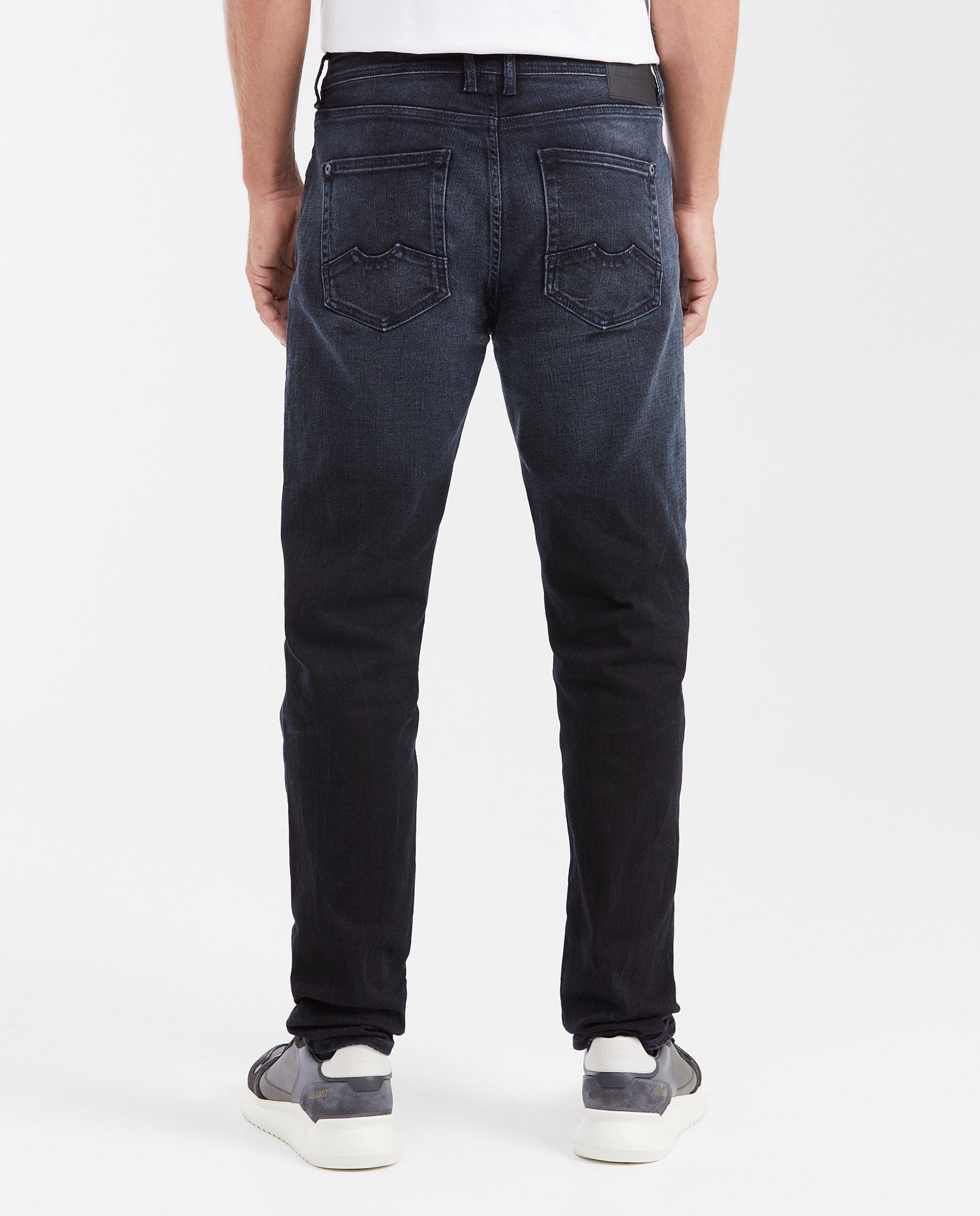 Men's Morrison Straight Fit Boot Cut Jeans in Black & Blue with Recycled Cotton 332G006 - 5