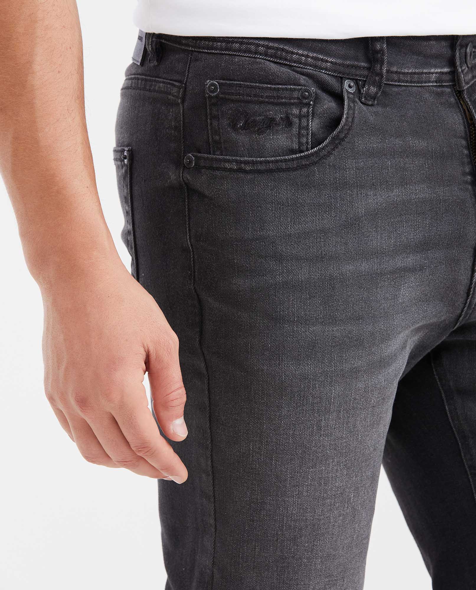 Jean Straight Fit Mid-Rise Slim Leg Matte Black for Men - Gray 332G007 - 3