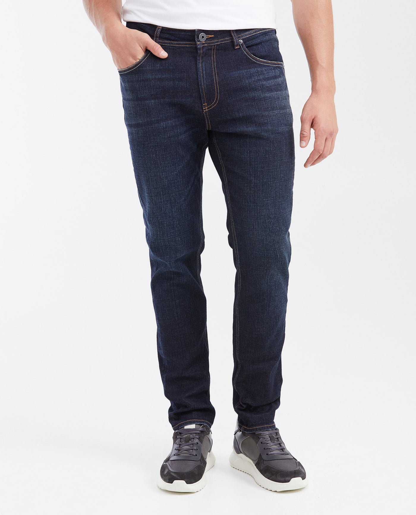 Men's Morrison Straight Fit Slim Boot Jeans in Ultra Dark Cross-Weave Comfort 332G008 - 1