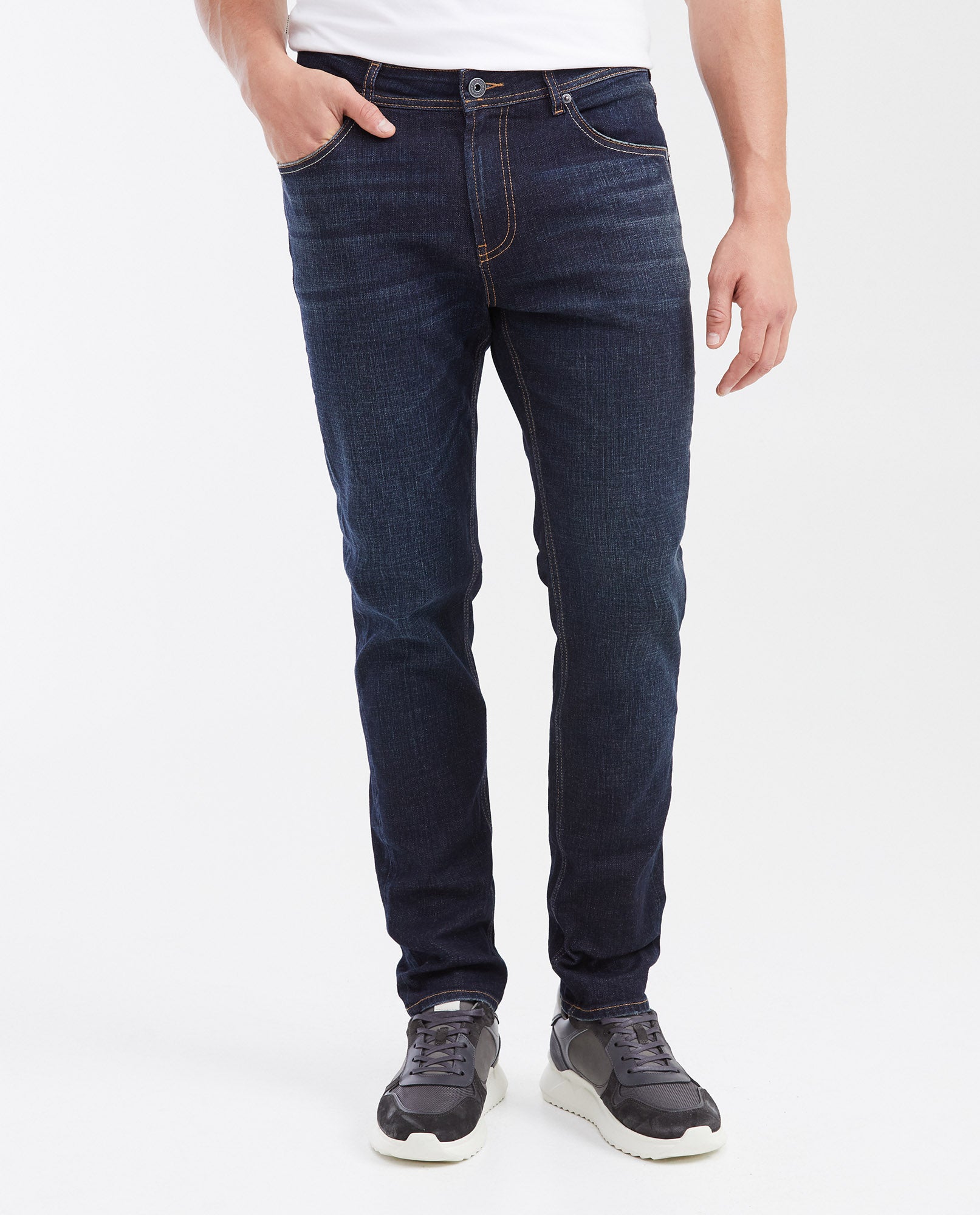 Men's Morrison Straight Fit Slim Boot Jeans in Ultra Dark Cross-Weave Comfort 332G008 - 1