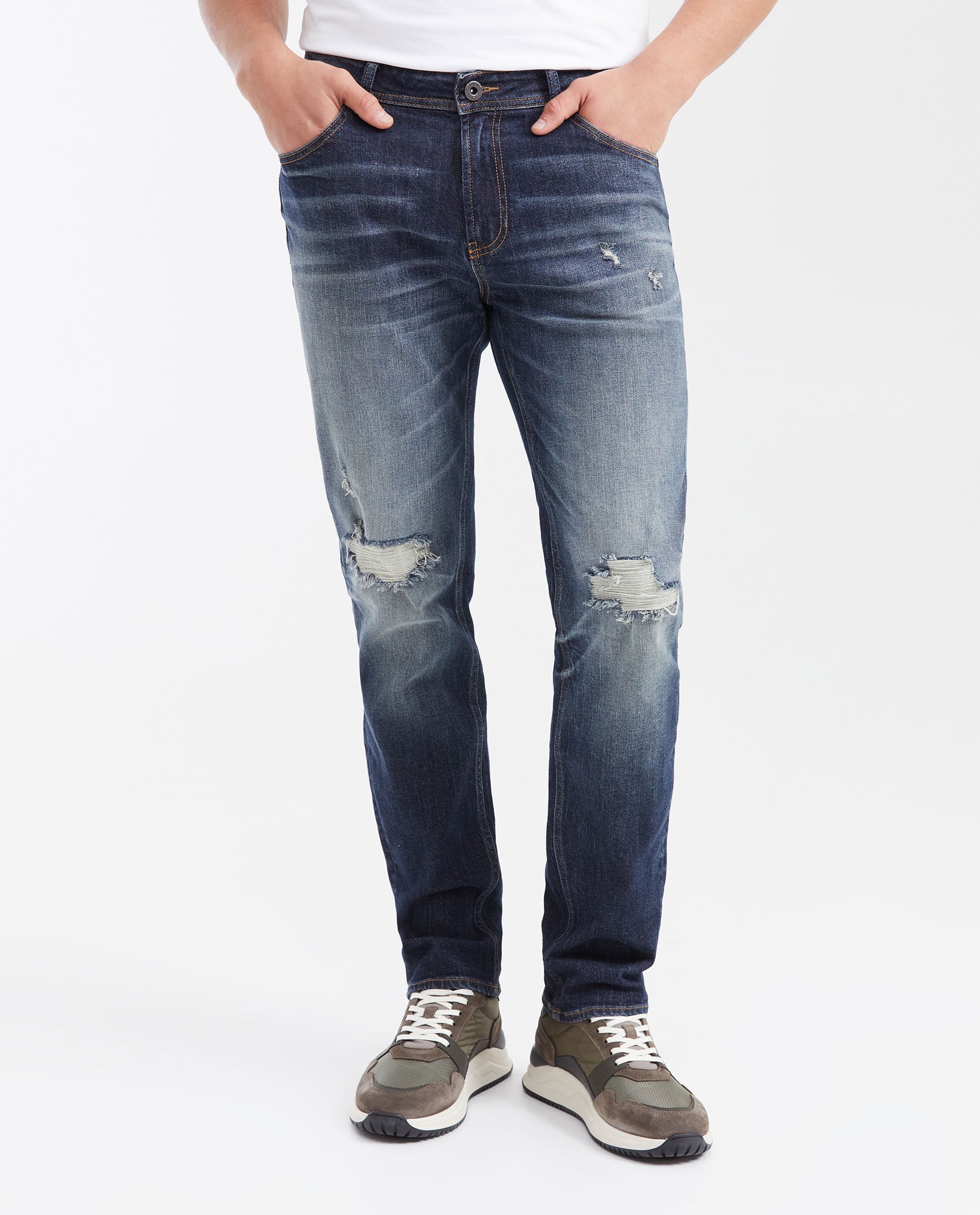 Men's Jeans Straight Fit Mid - Rise Boot Cut Ultra Dark - Blue - 1