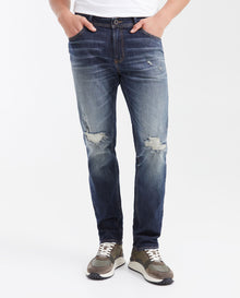 Men's Jeans Straight Fit Mid - Rise Boot Cut Ultra Dark - Blue - 1