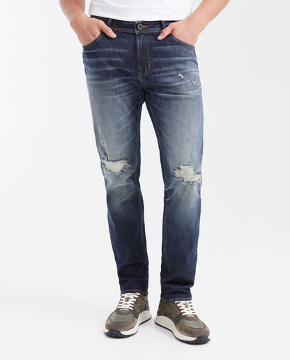 Men's Jeans Straight Fit Mid - Rise Boot Cut Ultra Dark - Blue - 1