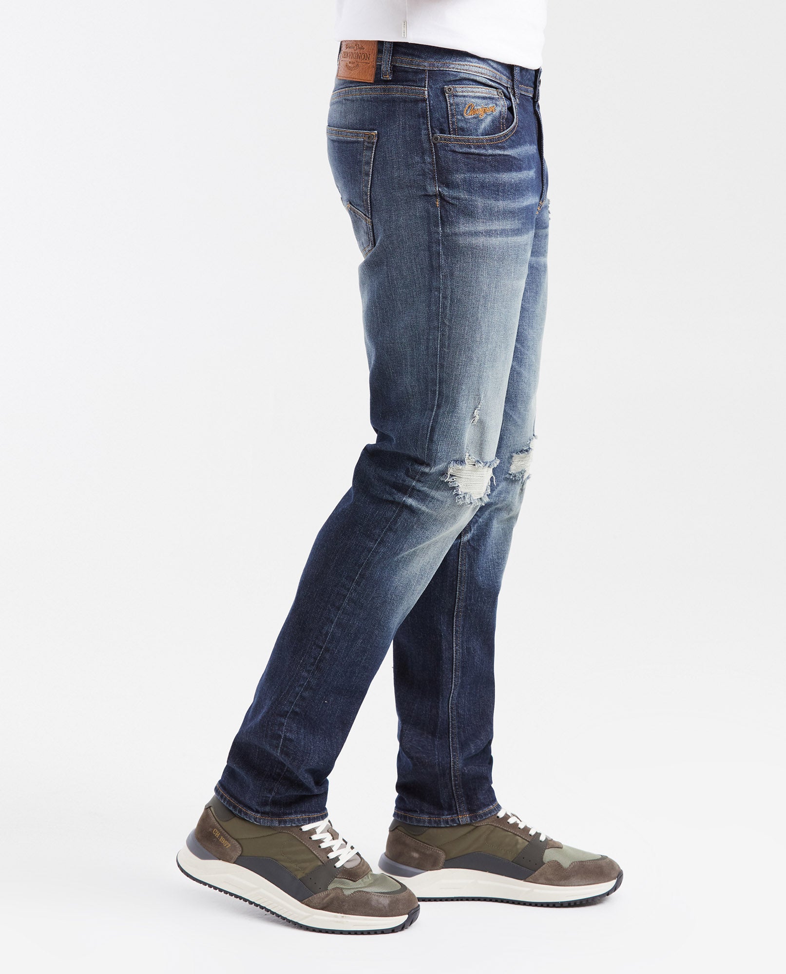 Men's Jeans Straight Fit Mid - Rise Boot Cut Ultra Dark - Blue - 4