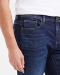Slim Fit Mid-Rise Dark Blue Slim Leg Jeans for Men - Blue 332G012 - 3