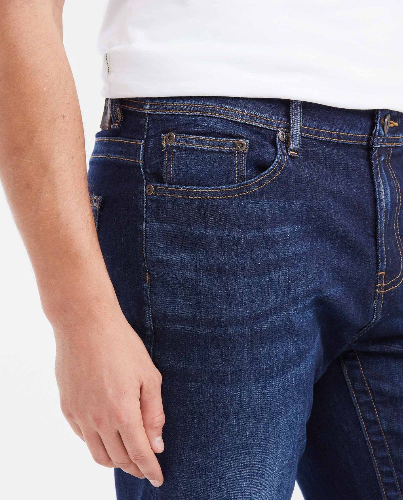 Slim Fit Mid-Rise Dark Blue Slim Leg Jeans for Men - Blue 332G012 - 3