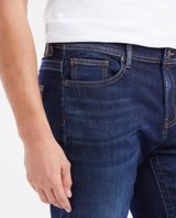 Slim Fit Mid-Rise Dark Blue Slim Leg Jeans for Men - Blue 332G012 - 3