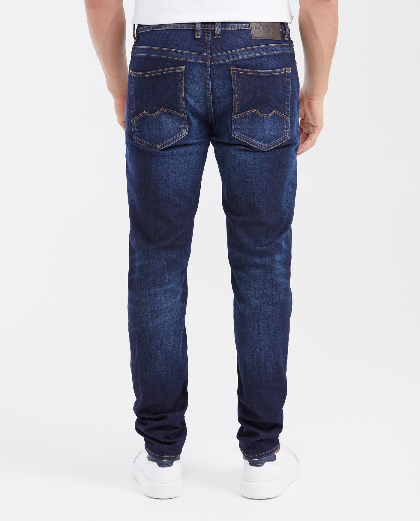 Slim Fit Mid-Rise Dark Blue Slim Leg Jeans for Men - Blue 332G012 - 4