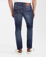 Slim Fit Mid-Rise Dark Blue Slim Leg Jeans for Men - Blue 332G014 - 5