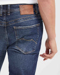 Slim Fit Mid-Rise Dark Blue Slim Leg Jeans for Men - Blue 332G014 - 6