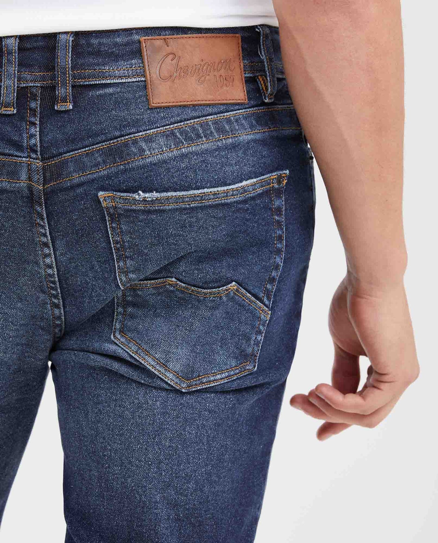 Slim Fit Mid-Rise Dark Blue Slim Leg Jeans for Men - Blue 332G014 - 6