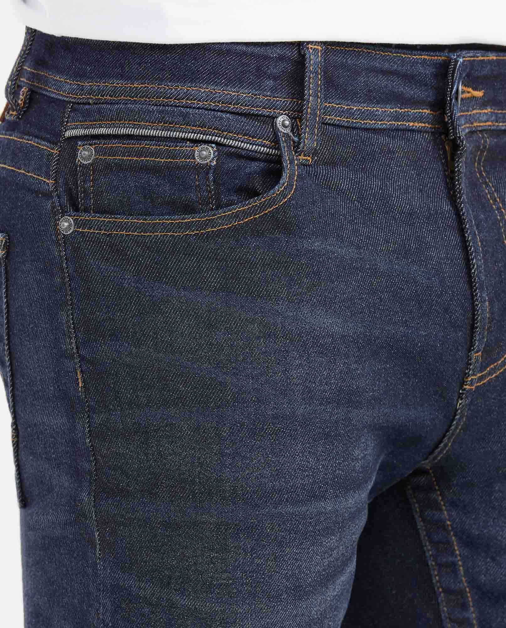Men's Ultra Dark Blue Slim Fit Mid-Rise Slim Leg Jeans - Blue 332G015 - 4