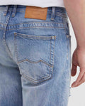 Men's Famous Slim Fit Jeans in Light Wash with Sandblasting and Patched Rips in Comfort 332G017 - 5