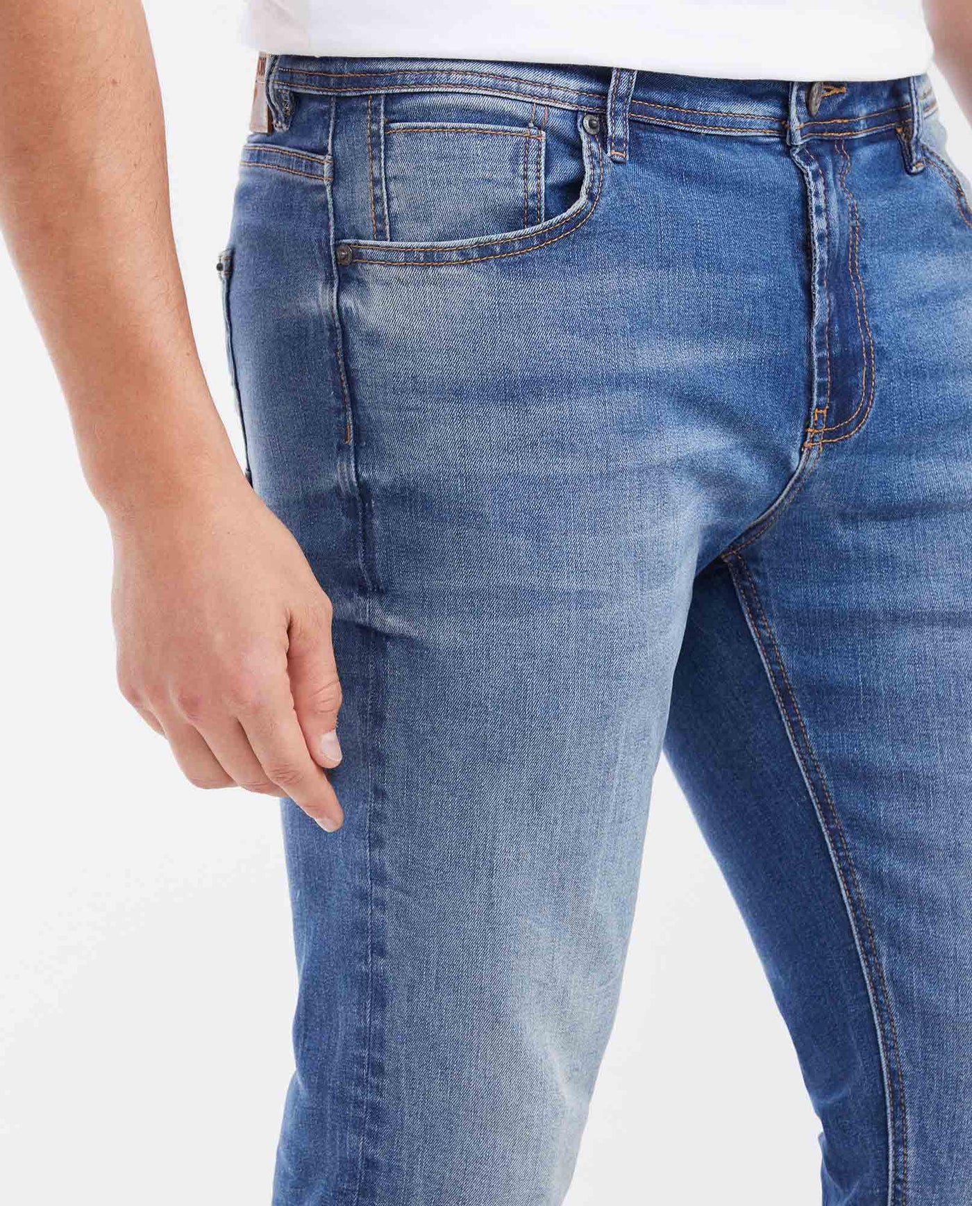 Men's Rider Super Slim Fit Jeans in Medium Wash Stretch with Recycled Materials 332G025 - 3