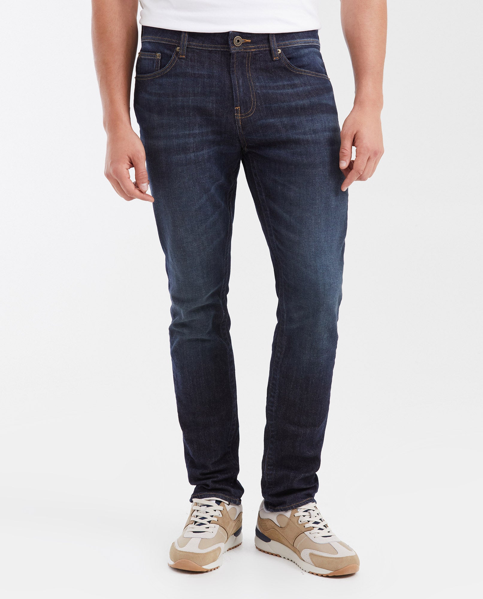Slim Fit Mid-Rise Ultra Dark Blue Slim Leg Jeans for Men - Blue 332G033 - 1