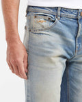 Men's Heritage Morrison Straight Fit Boot Cut Jeans in Medium Selvedge with Dirty Vanilla Effect - 3
