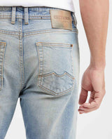 Men's Heritage Morrison Straight Fit Boot Cut Jeans in Medium Selvedge with Dirty Vanilla Effect - 6