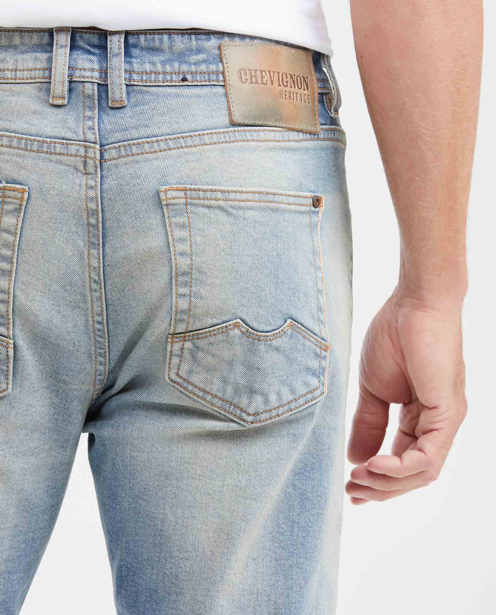 Men's Heritage Morrison Straight Fit Boot Cut Jeans in Medium Selvedge with Dirty Vanilla Effect - 6