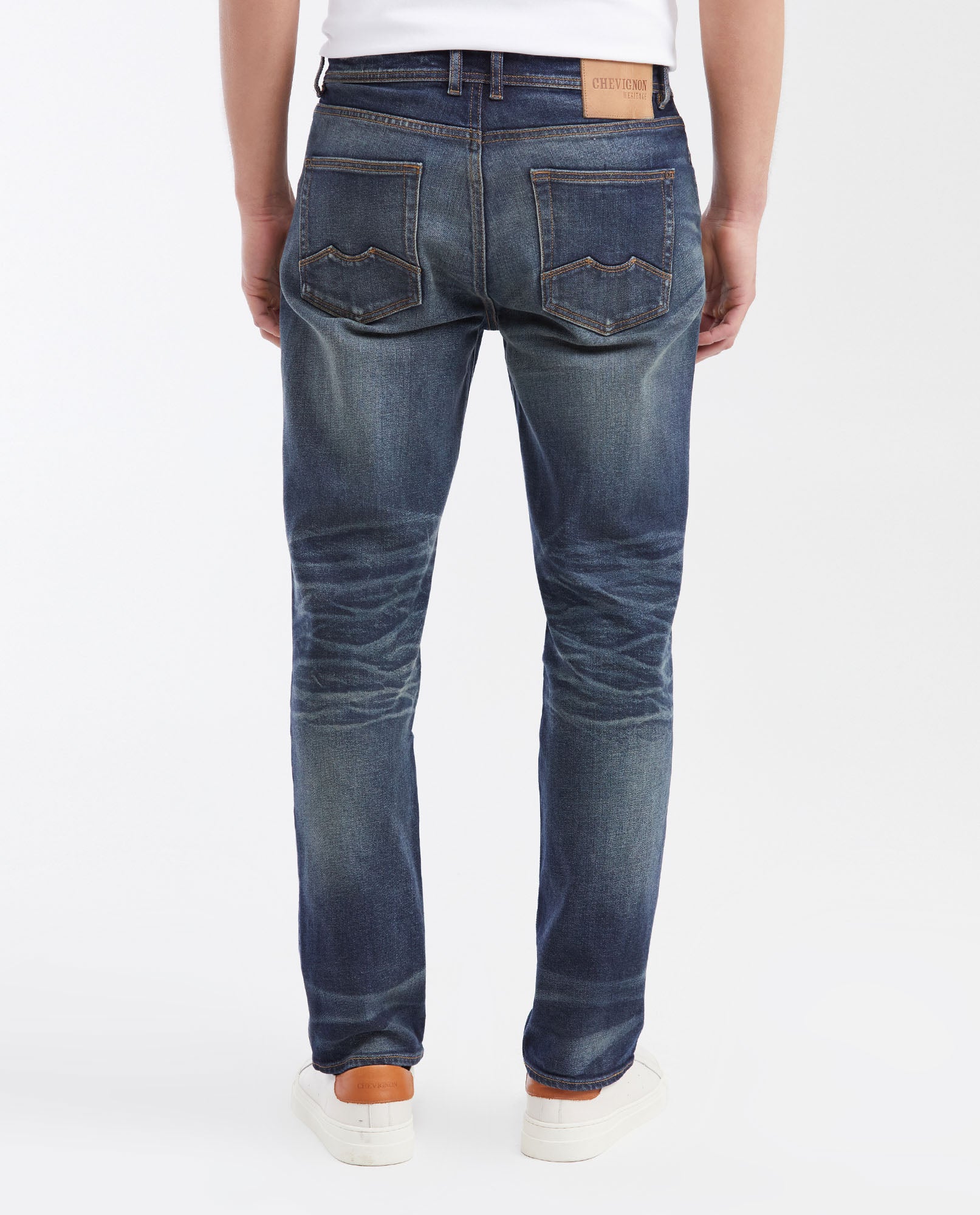 Men's Jeans, Straight Fit, Boot Cut - Dark Blue Vintage Wash 332G451 - 5