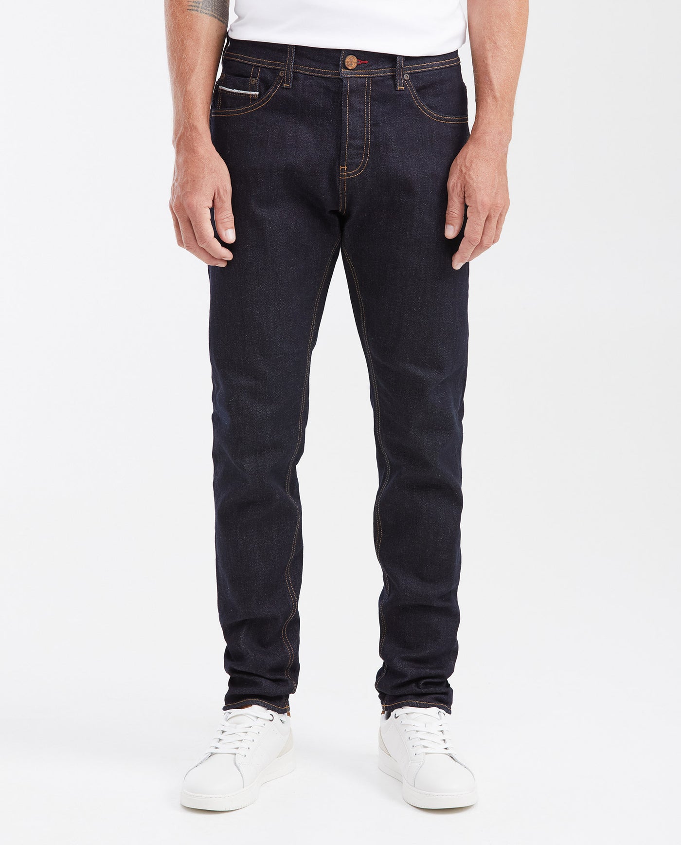Men's Heritage Rider Super Slim Fit Jeans in Ultra Dark Selvedge with Recycled Materials - 1