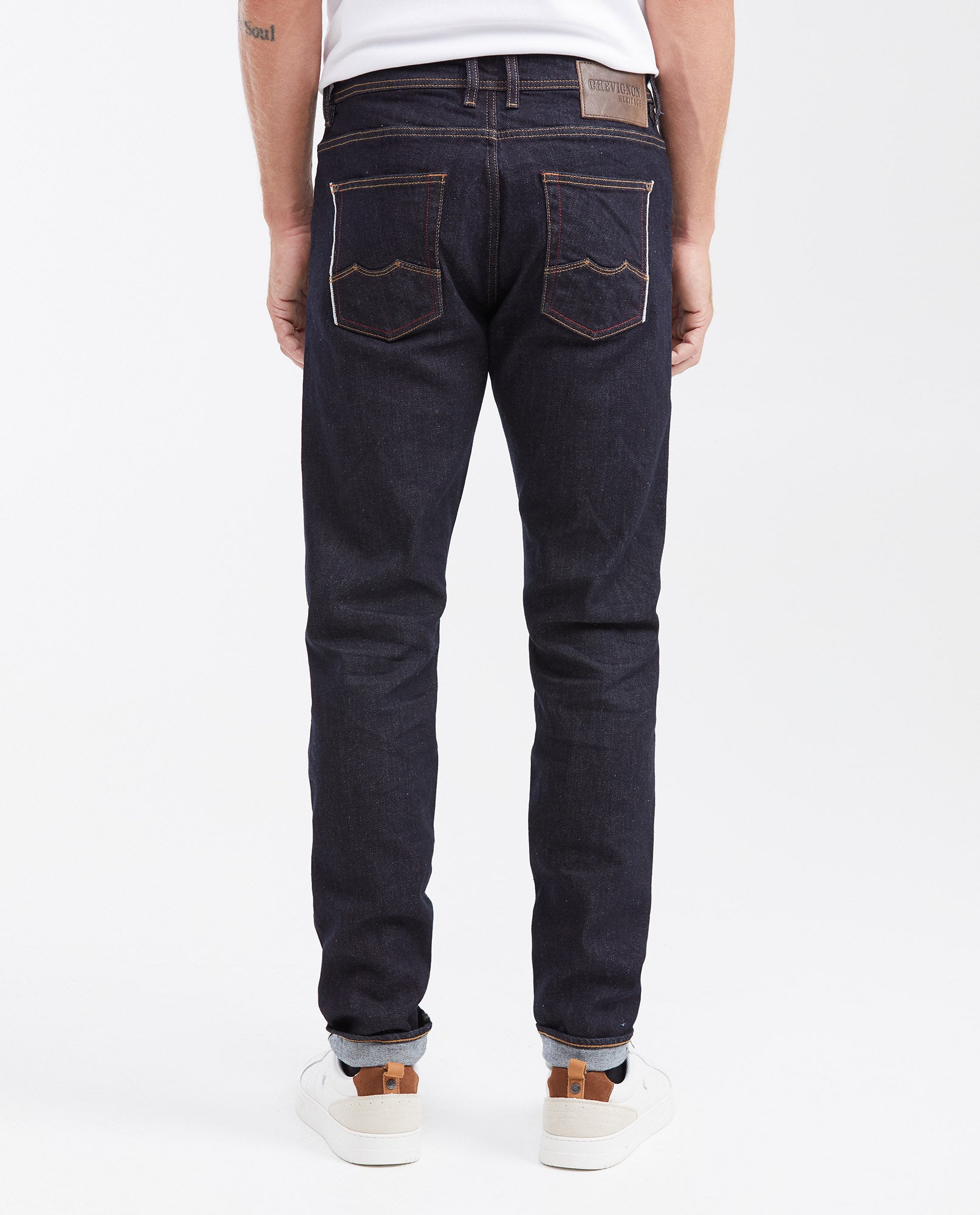Men's Heritage Rider Super Slim Fit Jeans in Ultra Dark Selvedge with Recycled Materials - 4