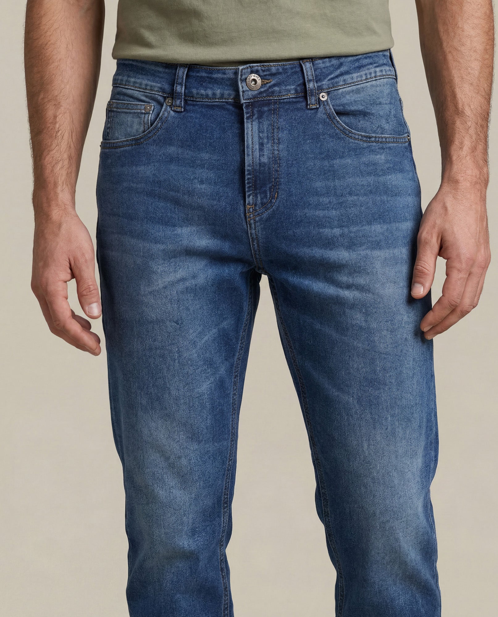 Mens Straight Fit Medium Wash Jeans - Blue 63_335G068_AZU184140_5