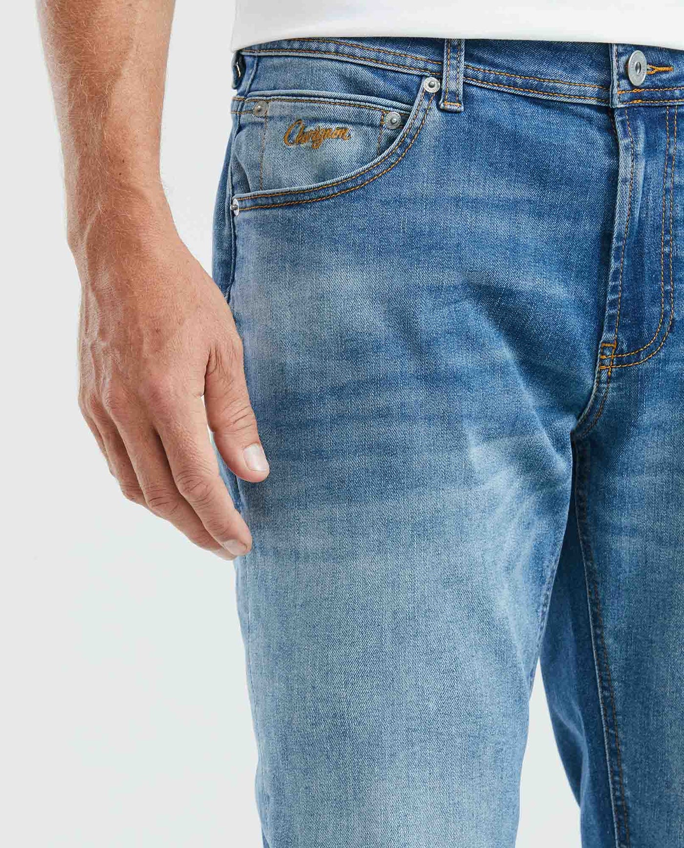 Men's Revenge Jeans Relaxed Fit Light Wash Distressed Recycled Blend Piped Pocket 339E009 - 3