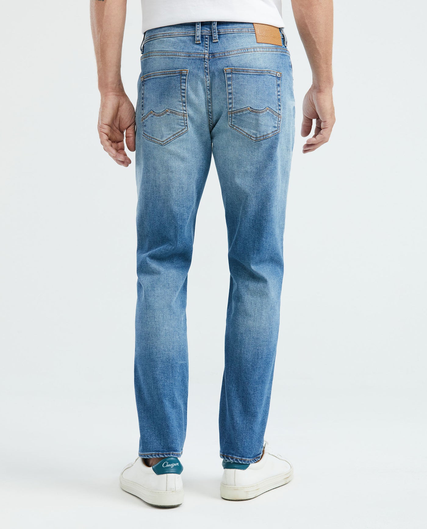 Men's Revenge Jeans Relaxed Fit Light Wash Distressed Recycled Blend Piped Pocket 339E009 - 4