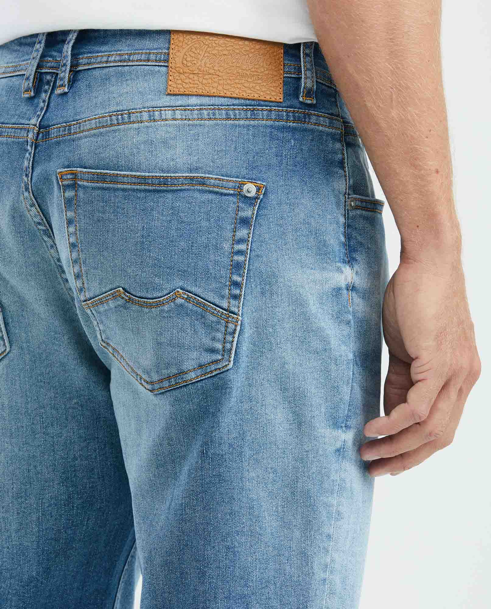 Men's Revenge Jeans Relaxed Fit Light Wash Distressed Recycled Blend Piped Pocket 339E009 - 5