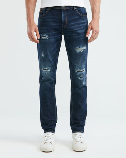 STRAIGHT FIT MID-RISE JEANS IN ULTRA DARK WASH ST041