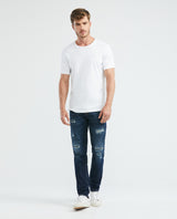 Men's Morrison Jeans Straight Fit Dark Wash Destroyer Rips 339E012 - 2