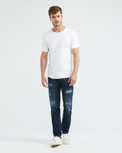 STRAIGHT FIT MID-RISE JEANS IN ULTRA DARK WASH ST041
