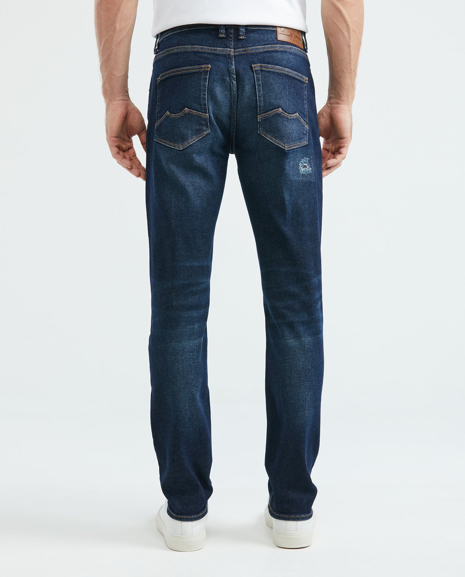 Men's Morrison Jeans Straight Fit Dark Wash Destroyer Rips 339E012 - 4