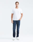 STRAIGHT FIT MID-RISE JEANS IN DARK WASH