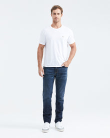 STRAIGHT FIT MID-RISE JEANS IN DARK WASH ST011