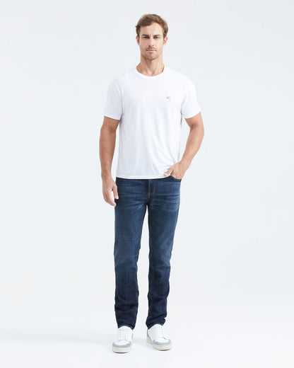 STRAIGHT FIT MID-RISE JEANS IN DARK WASH ST011