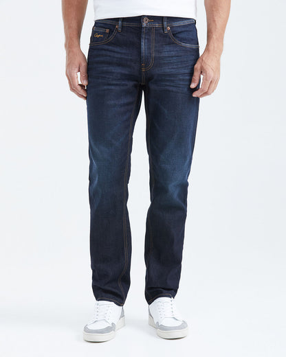 STRAIGHT FIT MID-RISE JEANS IN DARK WASH ST004