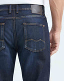 STRAIGHT FIT MID-RISE JEANS IN DARK WASH