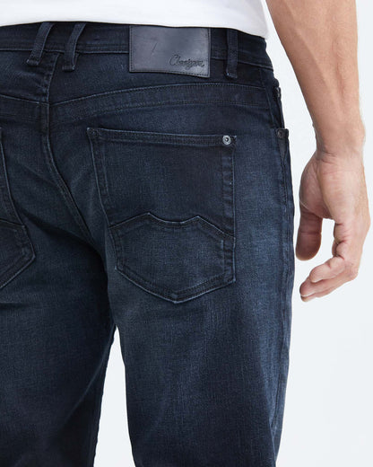 SLIM FIT MID-RISE DARK JEANS IN ULTRA DARK WASH SL007