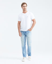 Men's Jeans Straight Fit Mid - Rise Slim Boot Light Blue Vintage Wash - Blue - 2