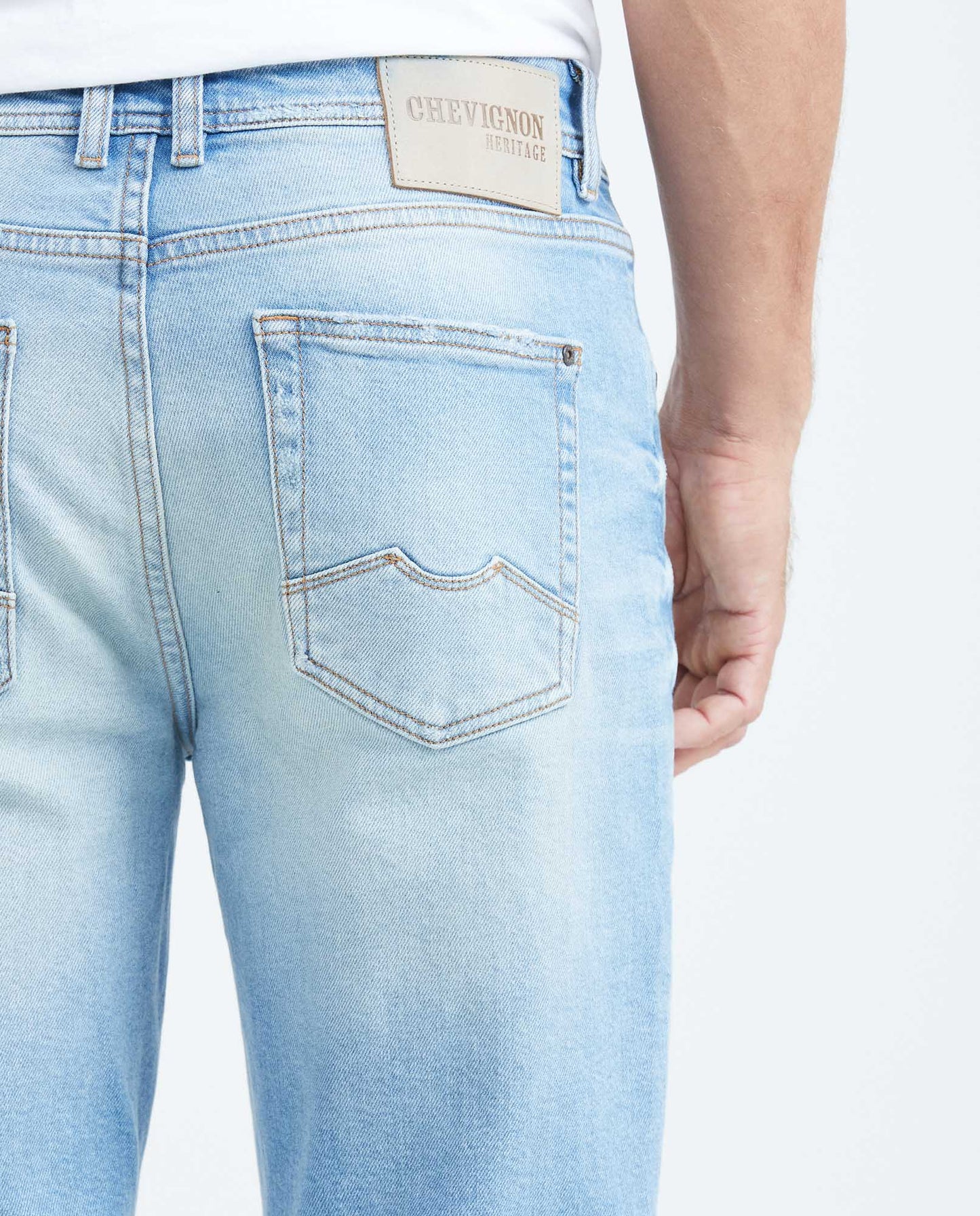 Men's Jeans Straight Fit Mid - Rise Slim Boot Light Blue Vintage Wash - Blue - 6