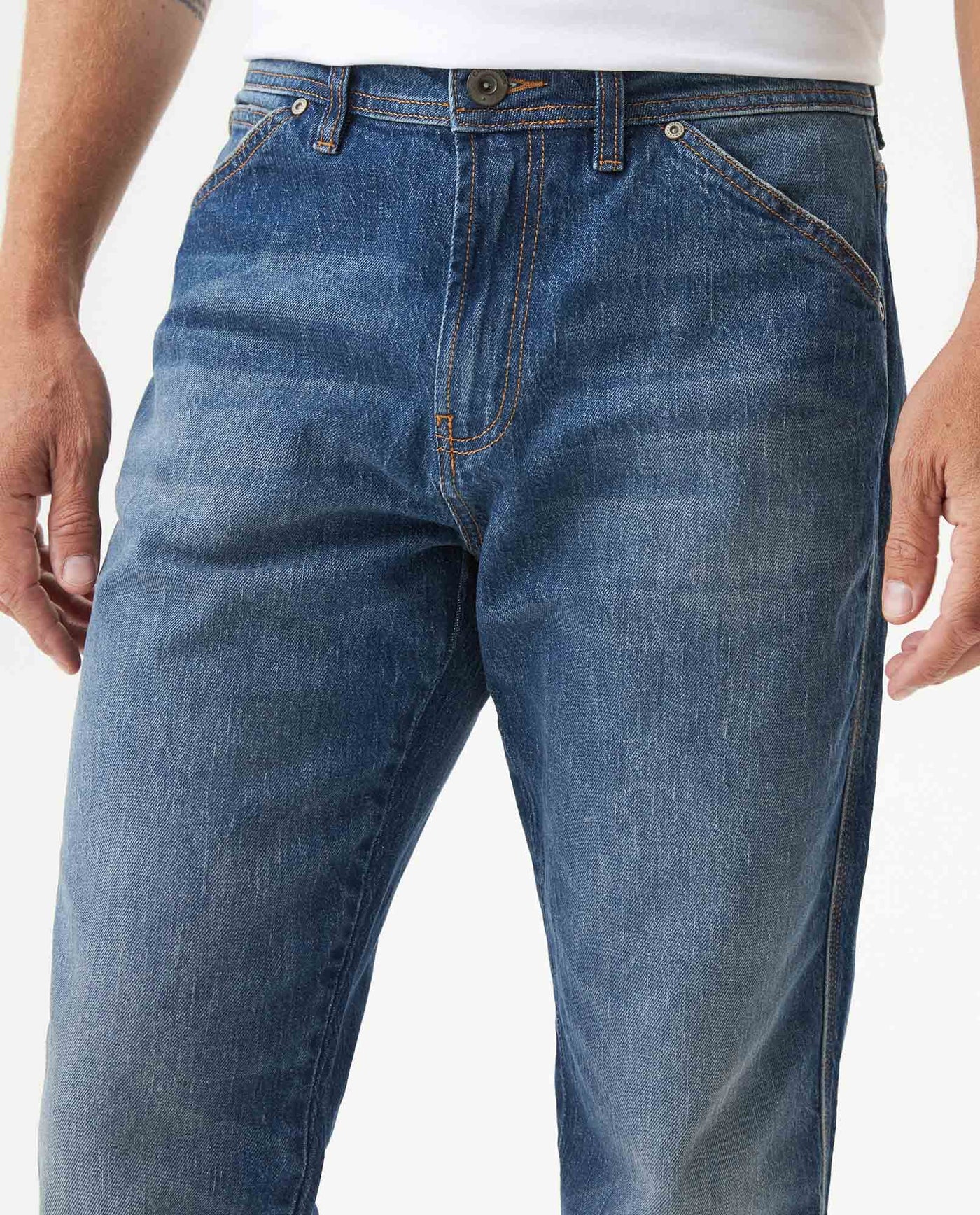 Men's Revenge Relaxed Fit Medium Wash Jeans in Cotton Stretch Blend, Plaza 339G001 - 4