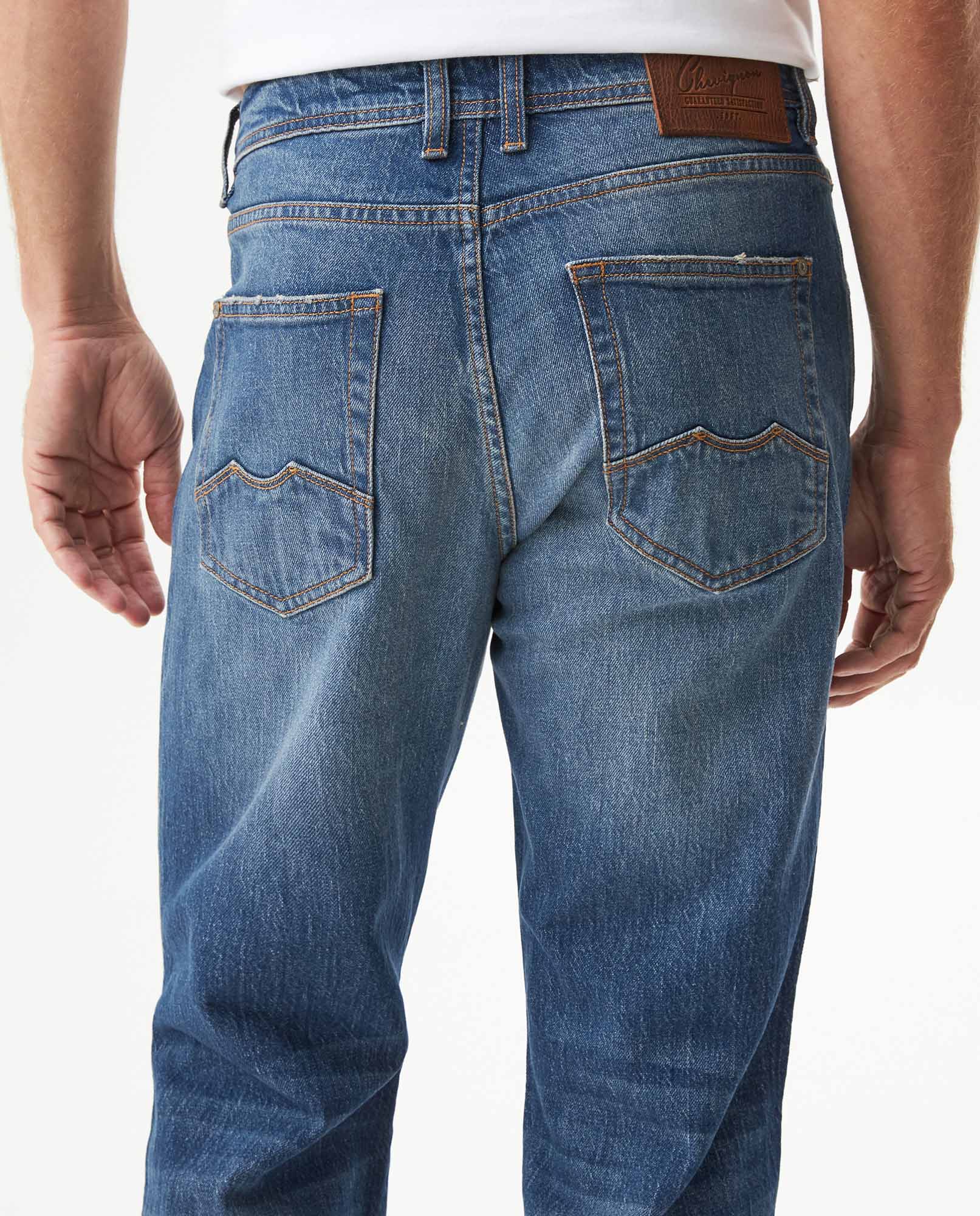 Men's Revenge Relaxed Fit Medium Wash Jeans in Cotton Stretch Blend, Plaza 339G001 - 6