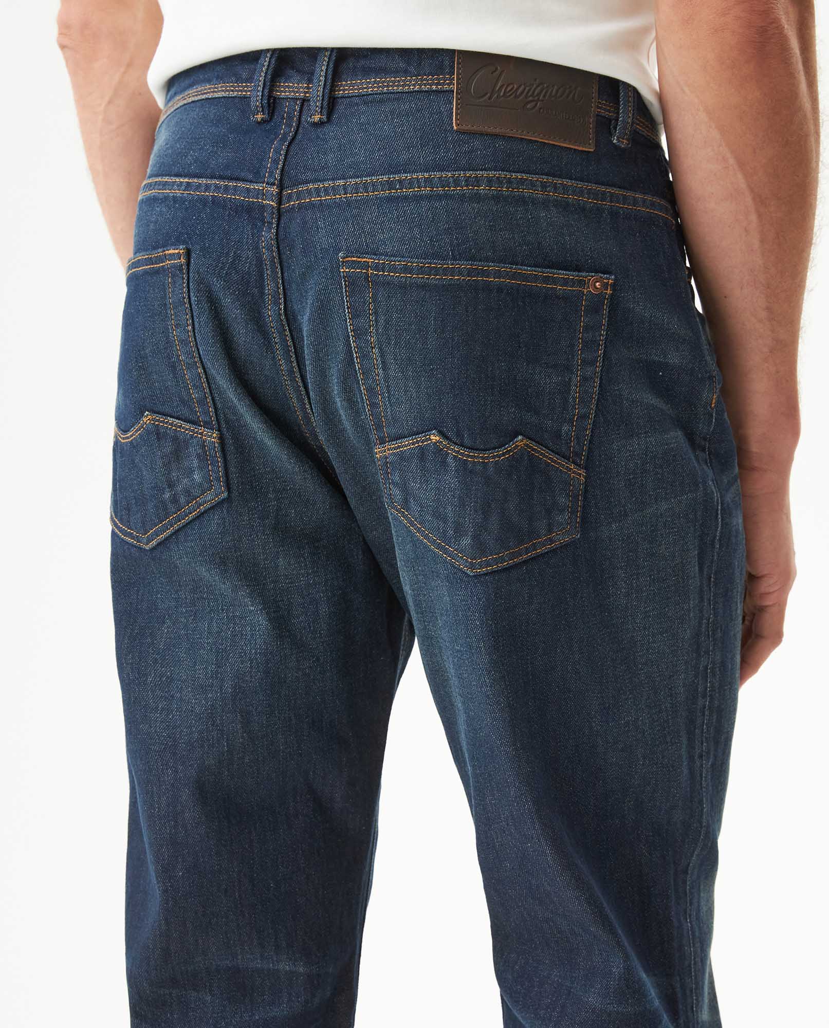 Men's Revenge Relaxed Fit Dark Wash Jeans in Cotton Stretch Blend, Coastline 339G002 - 6