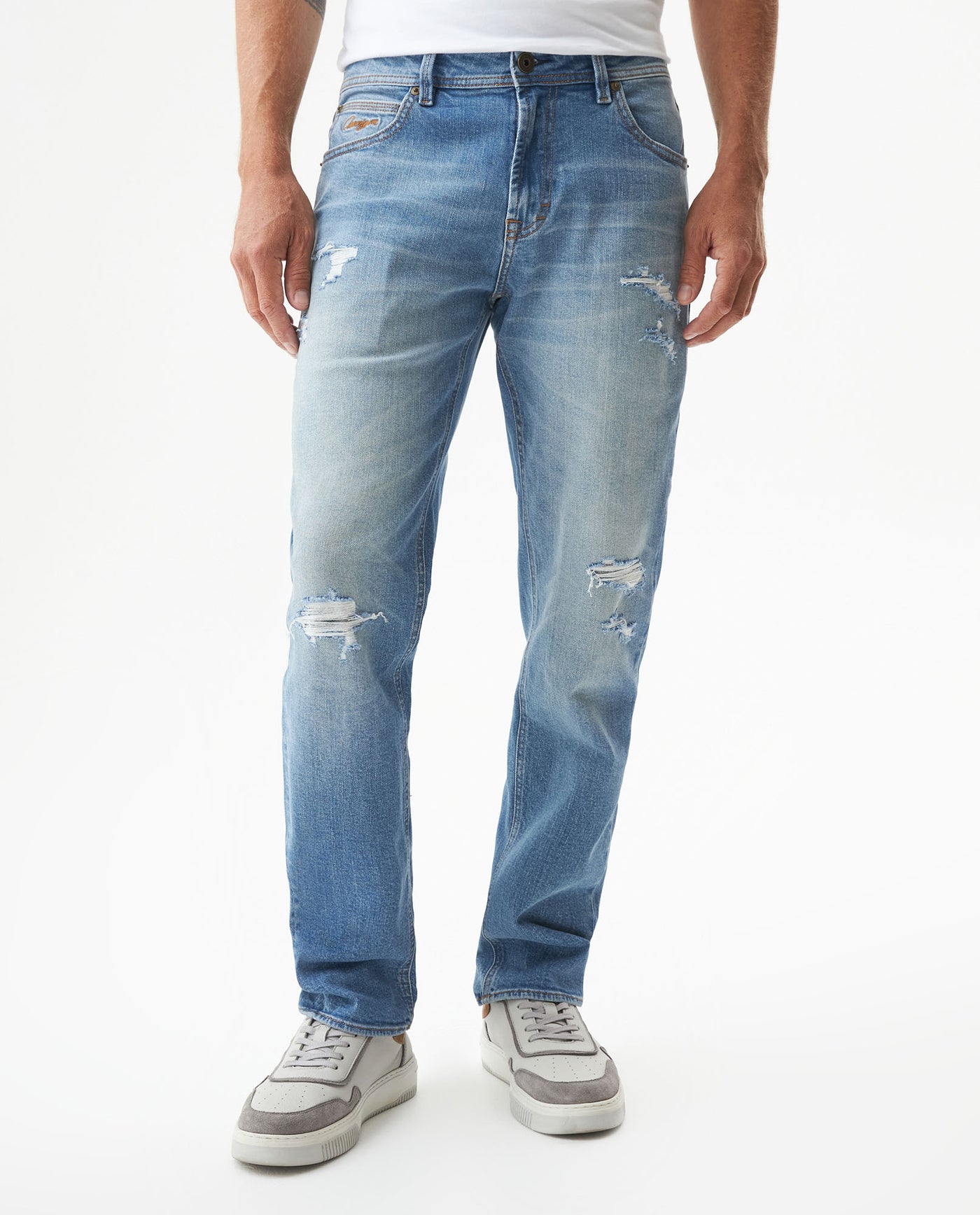 Men's Morrison Slim Light Wash Jeans in Cotton Stretch Blend, Moorings 339G004 - 1