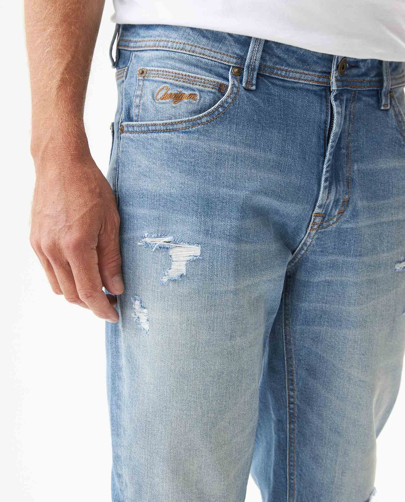 Men's Morrison Slim Light Wash Jeans in Cotton Stretch Blend, Moorings 339G004 - 4