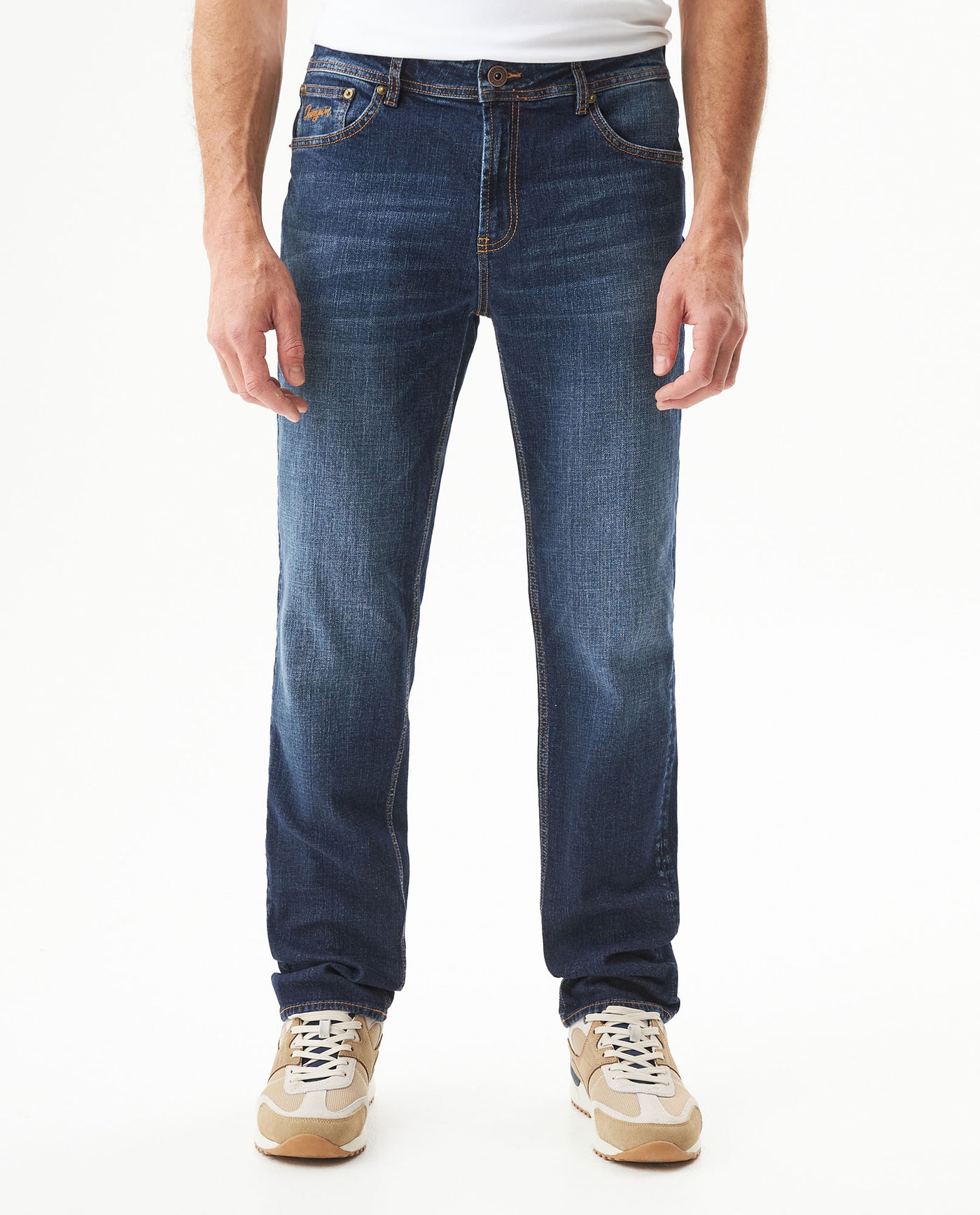 Men's Morrison Straight Fit Dark Wash Jeans in Cotton Stretch Blend, Lighthouse - 2