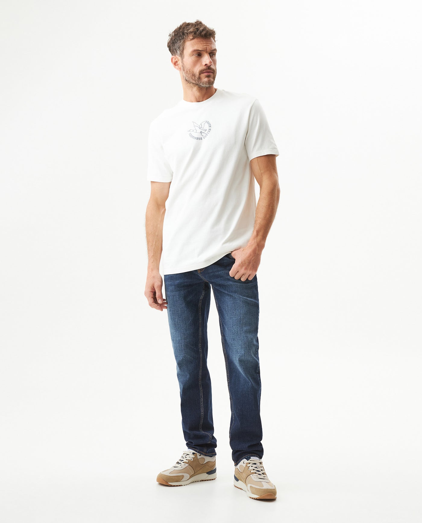 Men's Morrison Straight Fit Dark Wash Jeans in Cotton Stretch Blend, Lighthouse - 3